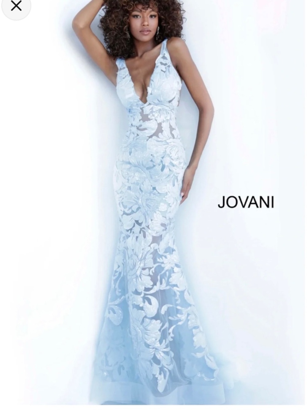 Jovani 60283 Light Blue Floral Appliques Dress - SIZE 8- AMAZING DEAL!! - Picture 2 of 2